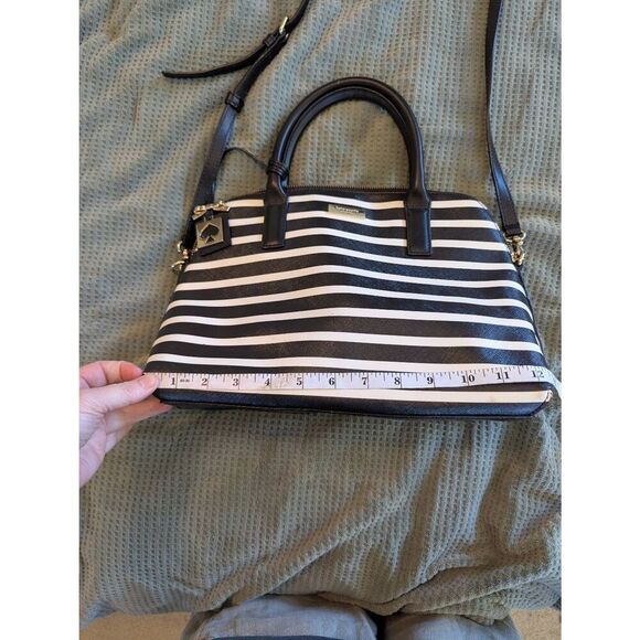 Kate Spade With Tag, Handbag Shoulder 2Way Border Logo White Black Jet Bag - Picture 7 of 10